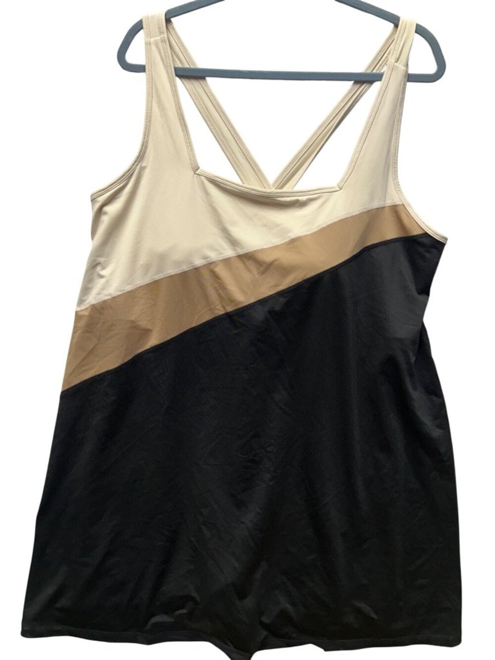 Ideology 4X Womens Colorblock Tank Dress With Built-In Bra and shorts